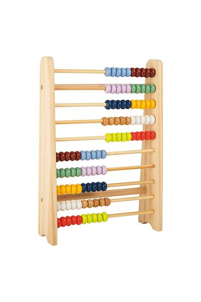 Small Foot Abac clasic din lemn FSC® – cu 10 rânduri de mărgele colorate, 28 cm