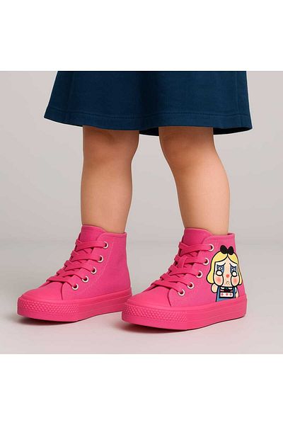 LİASSHOES Pink Linen Pink Sole Yellow Cry Printed Children's Sports Shoes Sneaker