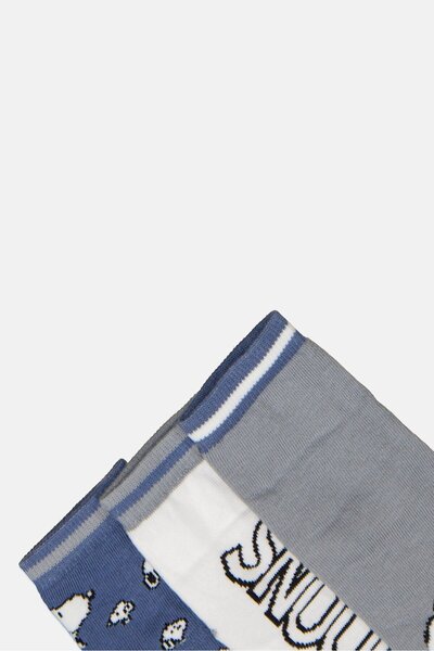 PEANUTS Kids Boy 3 Pairs Graphic Pattern Ankle Socks, Multicolor