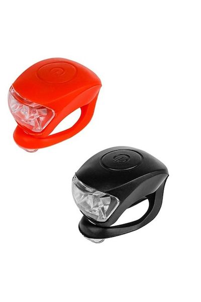OEM Lumini de bicicletă cu buton ON/OFF, suport ghidon, 2 buc, roșu/negru