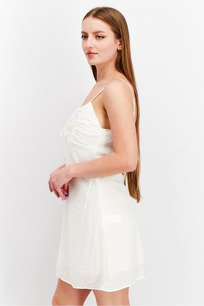 Sinsay Women Sleeveless Textured Mini Dress, White
