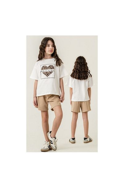 CİCHLİD Girl's Leopard Heart Shorts Suit