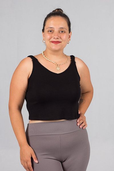 Truva XXL Plus Size Black Strap Gathered Crop: the New Address of Elegance and Comfort