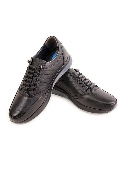 NUA Gnc200 Black Genuine Leather Orthopedic Men's Shoes