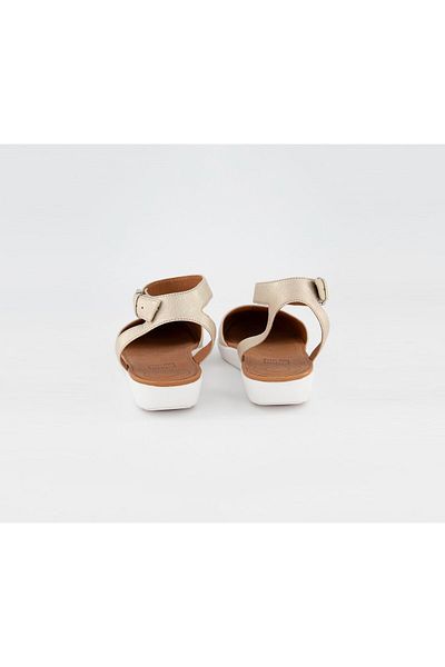 Fitflop Women Cova Leather Closed Toe Flats, Metallic Silver