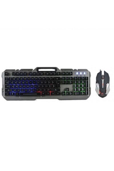 Dali Set tastatură și mouse pentru gaming, LED, 800-1600 DPI, cablu de 1,5 m, 104 taste, interceptoare, negru