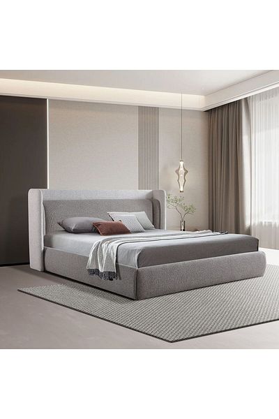 Danube Home Ultima 150x200 Upholstered Queen Bed - Grey L225xW182xH105.5cm
