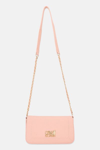 Cavalli Class Women Brand Logo Shoulder Bag, Blush Pink