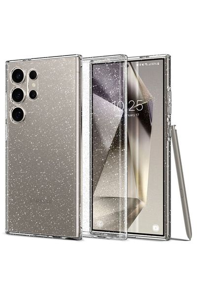 Dali Protective Case Compatible with Samsung Galaxy S24 Ultra, Liquid Crystal Glitter, Silicone, Transpar