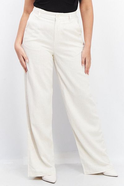 Don't Call Me Jennyfer Women Regular Fit Textured Wide Leg Pant, Beige