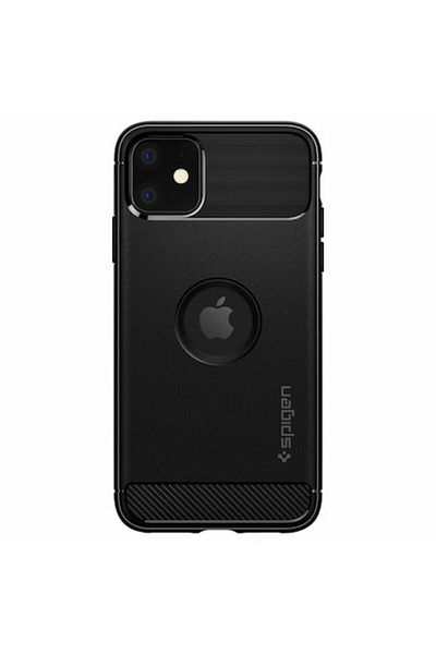 Spigen Protective case compatible with Apple iPhone 11, Rugged Armor, TPU, with carbon inserts, Black