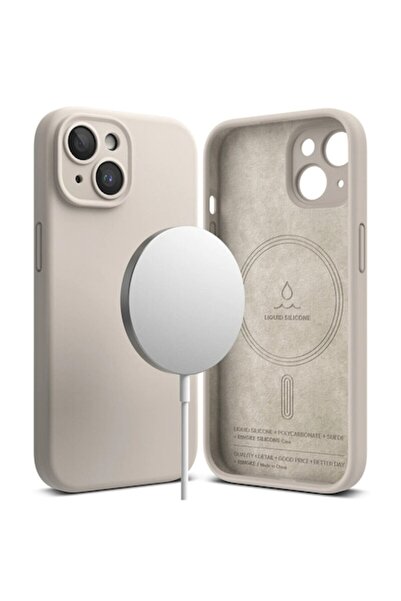 Dali Carcasă de protecție compatibilă cu Apple iPhone 15, silicon magnetică, bej