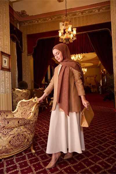 Silk Home Монограмен памучен копринен шал 461001-22