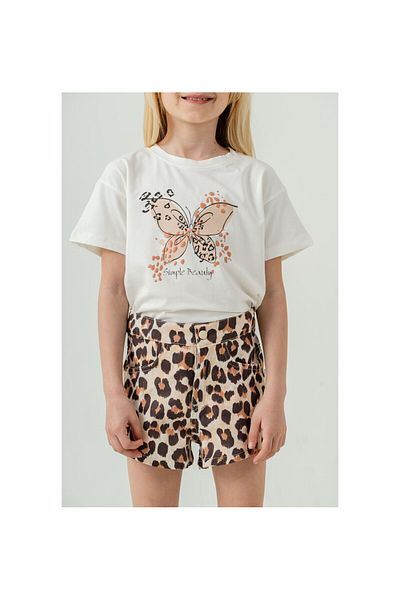CİCHLİD Girl's Leopard Shorts Suit