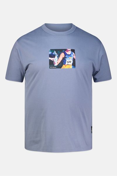 New Balance Men Sportswear Fit Short Sleeve Outdoor T-Shirt, Slate Blue