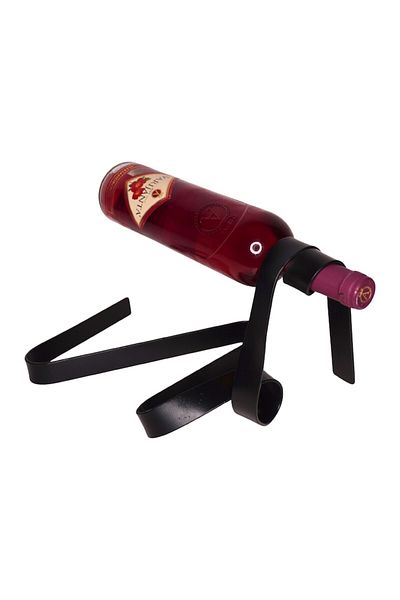 fromro Suport de vin cu panglică, negru mat