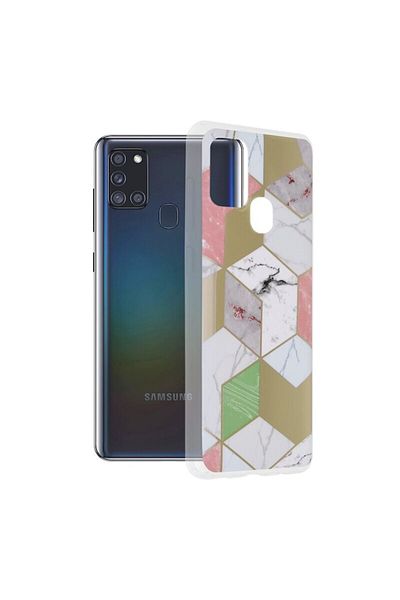 Dali Protective Case Compatible with Samsung Galaxy A21s, Marble Series, TPU, Purple Hex, Multicolor