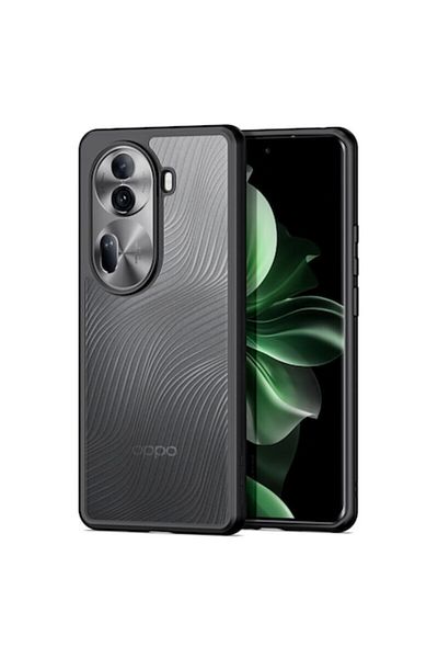 Dali Protective Case Compatible with Oppo Reno 11 Pro, Aimo Series, Reinforced Edges, TPU, Black-Transpar