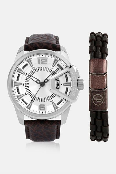 Police Men PEWJB0005601 Leather Analog Watch 45 mm With Bracelet, Brown