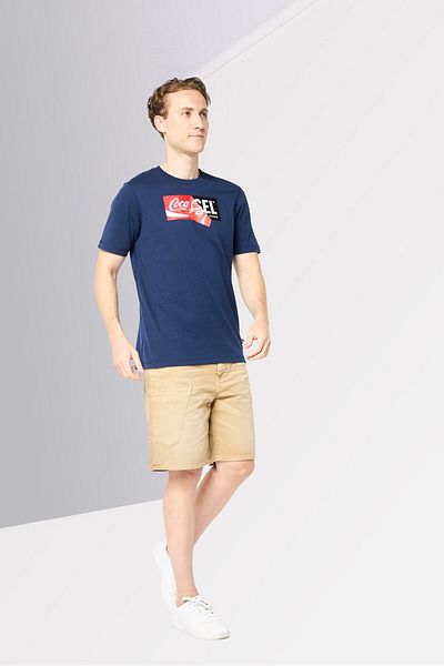 Diesel x Coca-Cola Men Crew Neck Short Sleeves Printed T-Shirt, Navy