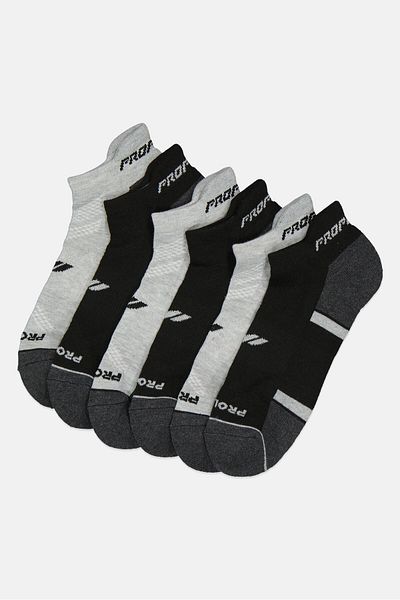 Pro Player Men 6 Pairs Brand Logo Low Cut Sports Socks, Multicolor