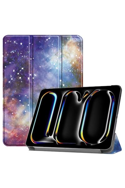 Dali Protective Flip Cover for Apple iPad 11 Pro 2024, FoldPro, -Leather, Galaxy Design, Multicolor