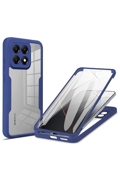 Dali Husă de protecție 360° compatibilă cu Xiaomi 14T Pro, ColorVerse, folie de protecție pentru ecran inclusă, TPU, albastră
