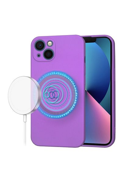 Dali Protective Case Compatible with Apple iPhone 13, SoftFlex, MagSafe Compatible, Silicone, Lilac Purpl