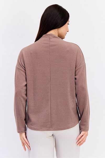Koton Women Mock Neck Long Sleeves Metallic Top, Brown