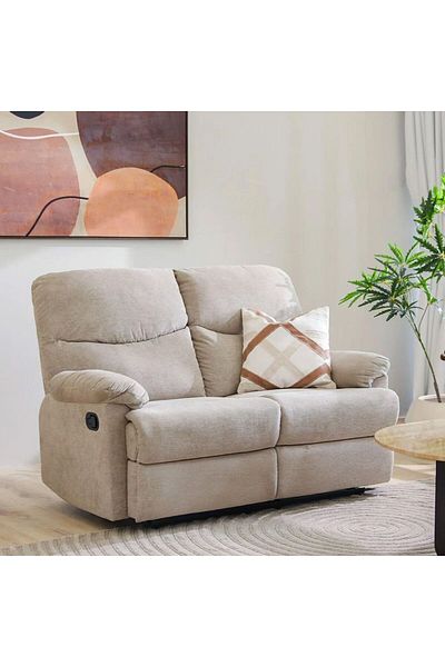 Danube Home Baltimore 2 Seater Fabric Motion Recliner - Camel L152xW99xH99cm