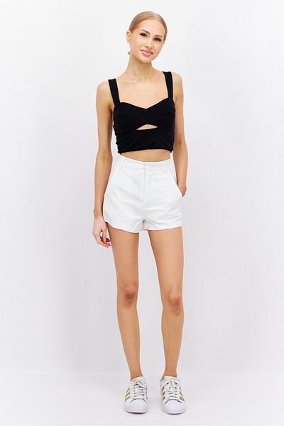 Missguided Women Solid Basic Shorts, White