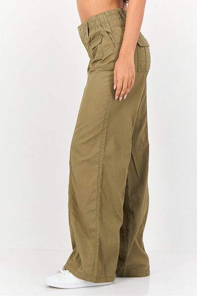 Don't Call Me Jennyfer Women Straight Fit Solid Straight Leg Pants, Khaki Olive