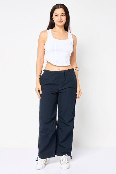 Koton Women Regular Fit Solid Straight Leg Pants, Navy