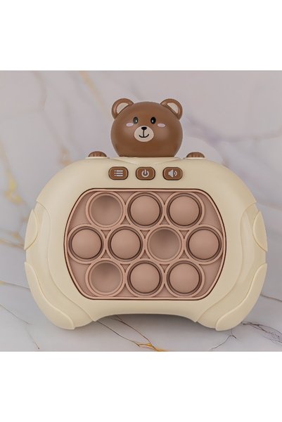 OEM Joc electronic pentru copii, Pop It, 4 funcții, sunete și lumini, plastic, model ursuleț, Alb-Maro