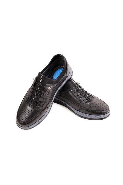 NUA Gnc091 Black Genuine Leather Orthopedic Men's Shoes