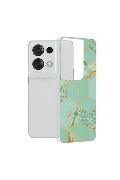 Dali Protective Case Compatible with Oppo Reno 8 Pro, Marble Series, TPU, Green Hex, Multicolor