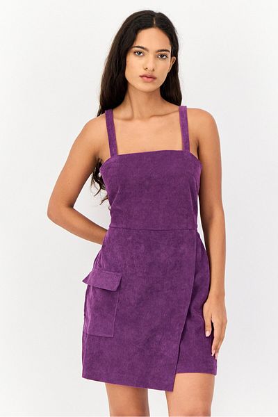 Koton Ole by Women Solid Sleeveless Corduroy Playsuit, Purple