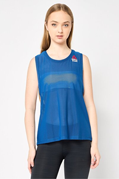 Reebok بلوزة رياضية بدون أكمام للنساء، أزرق مخضر