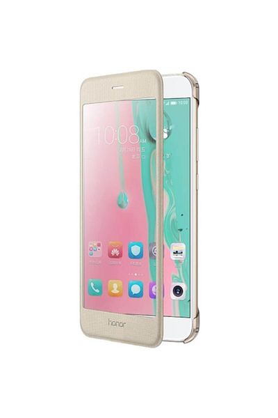 Dali Protective Flip Cover Compatible with Honor 8 Pro, View Cover with Window, Leather, Gold