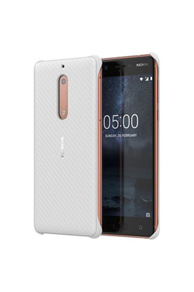 Nokia Protective Case Compatible with 5, Carbon Fibre, Plastic, White