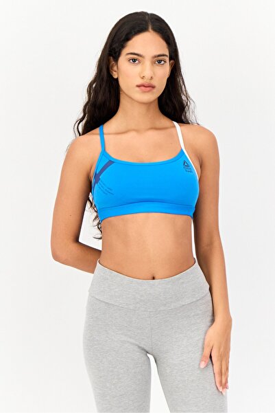 Reebok Women Brand Logo Padded Training Sports Bra, Blue