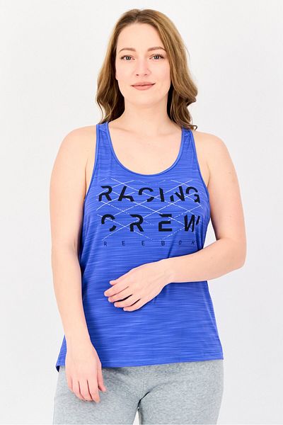 Reebok بلوزة رياضية بدون أكمام للجري للنساء، أزرق داكن