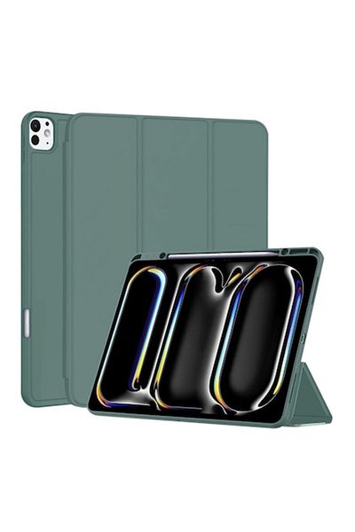 Dali Protective Flip Cover Case for Apple iPad Pro 13 2024, Flex Trifold with Stand, Pen Slot, TPU, Green