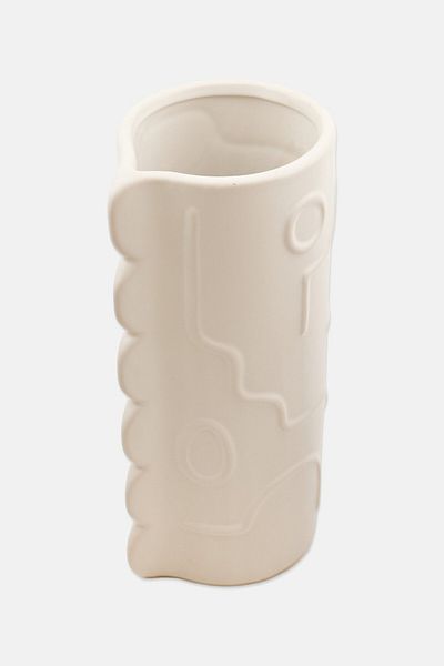 Muy Mucho Ceramic Decorative Vase, White
