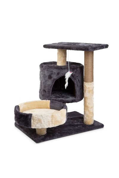 Dali Turn din sisal pentru pisici cu spațiu de dormit, cu mai multe niveluri, 50x33x33cm, negru-maro