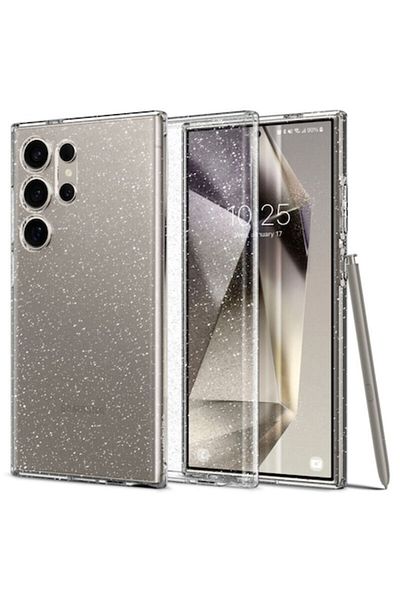 Dali Protective Case Compatible with Samsung Galaxy S24 Ultra, Liquid Crystal Glitter, Silicone, Transpar