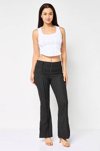 Koton Women Regular Fit Stripe Flare Pants, Multicolor