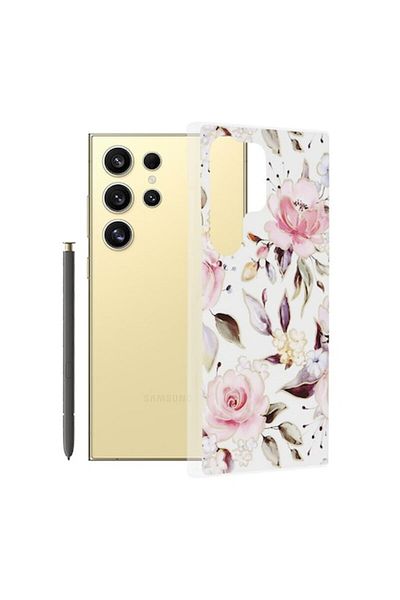 Dali Protective Case Compatible with Samsung Galaxy S24 Ultra, Marble Series, TPU, Chloe White, Multicolo