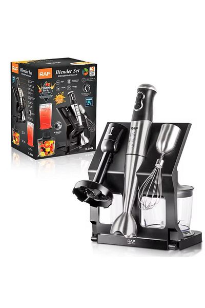 raf Blender Professional 5 in 1 - 500 W, 4 Lame, Tocator, Mixer, Blender, Pasator, Suport Inclus