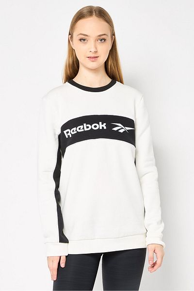 Reebok سويت شيرت رياضي نسائي مناسب للأنشطة الخارجية، أبيض فاتح